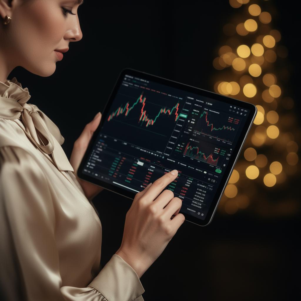 Analyst reviewing investment portfolio on tablet